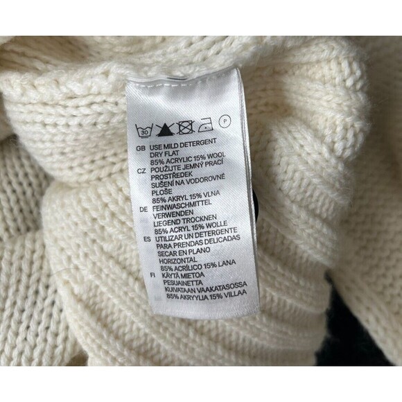 Women's Divided By H&M Ivory V-neck Cableknit Cardigan Sweater Size 6 - Picture 7 of 7